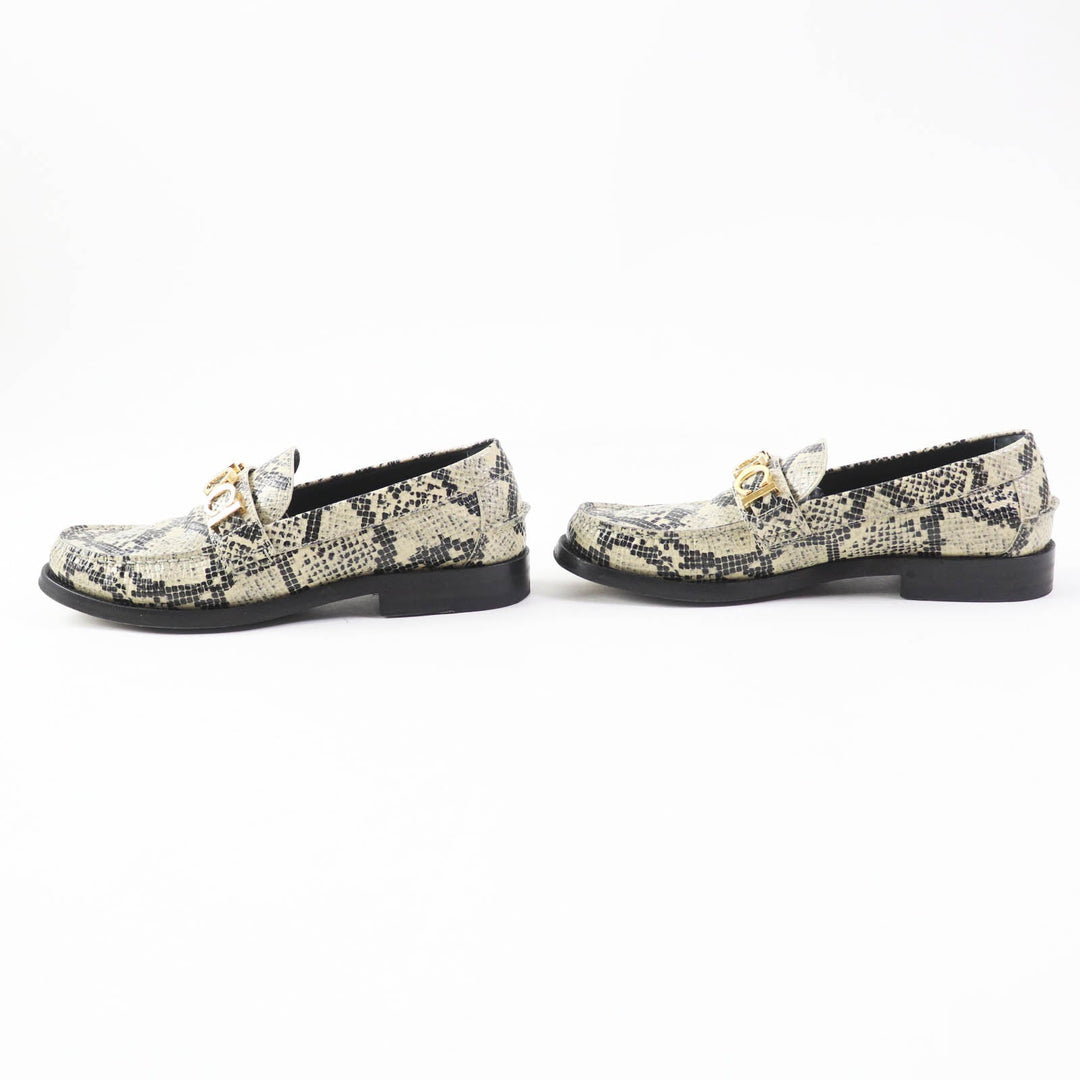 GUCCI loafers 700036 Main: Embossed leather Beige black Women 38 Used Authentic