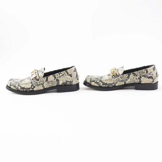 GUCCI loafers 700036 Main: Embossed leather Beige black Women 38 Used Authentic