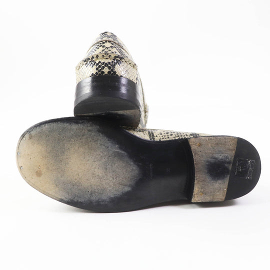 GUCCI loafers 700036 Main: Embossed leather Beige black Women 38 Used Authentic
