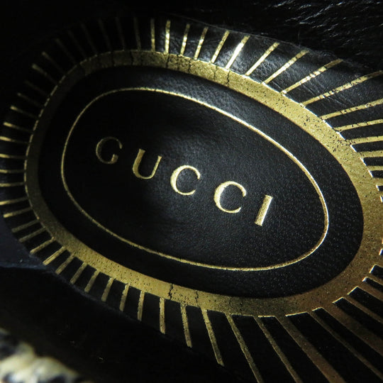 GUCCI loafers 700036 Main: Embossed leather Beige black Women 38 Used Authentic