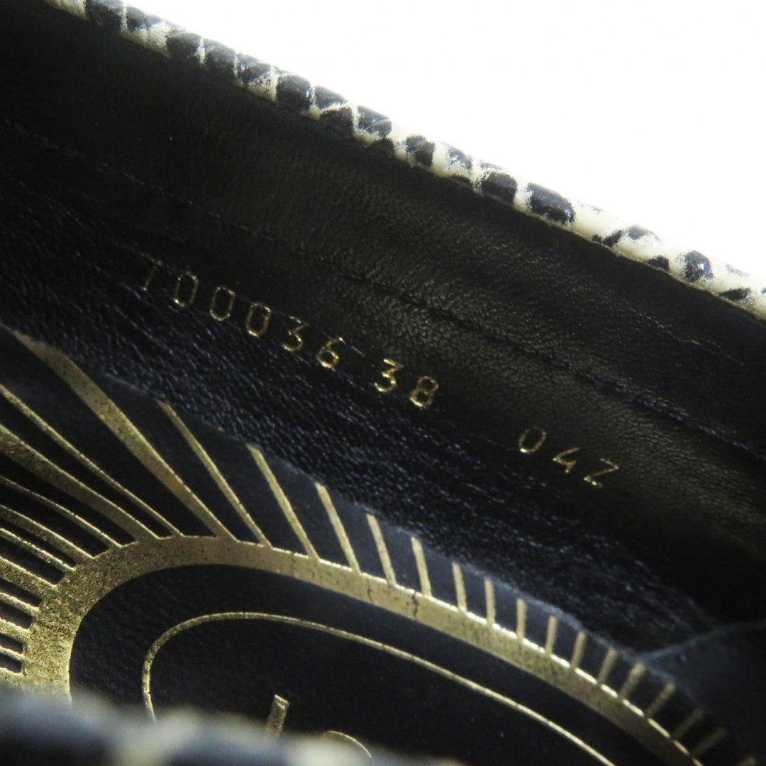 GUCCI loafers 700036 Main: Embossed leather Beige black Women 38 Used Authentic