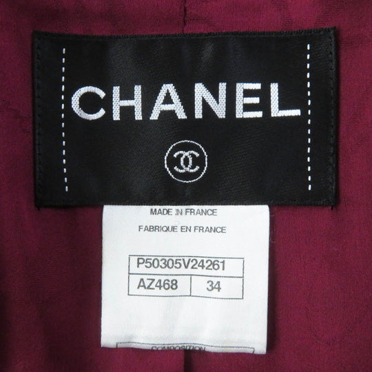 CHANEL No color jacket P50305 Outer: 100% wool, Lining: 100% silk purple Women 34 Used Authentic