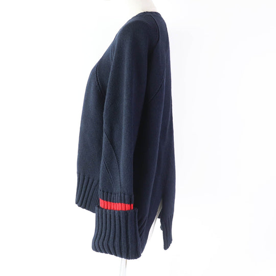 CELINE knit 3C56 7257 Main: 100% wool, Part: 100% cotton Navy red Phoebe Philonite Women S Used Authentic