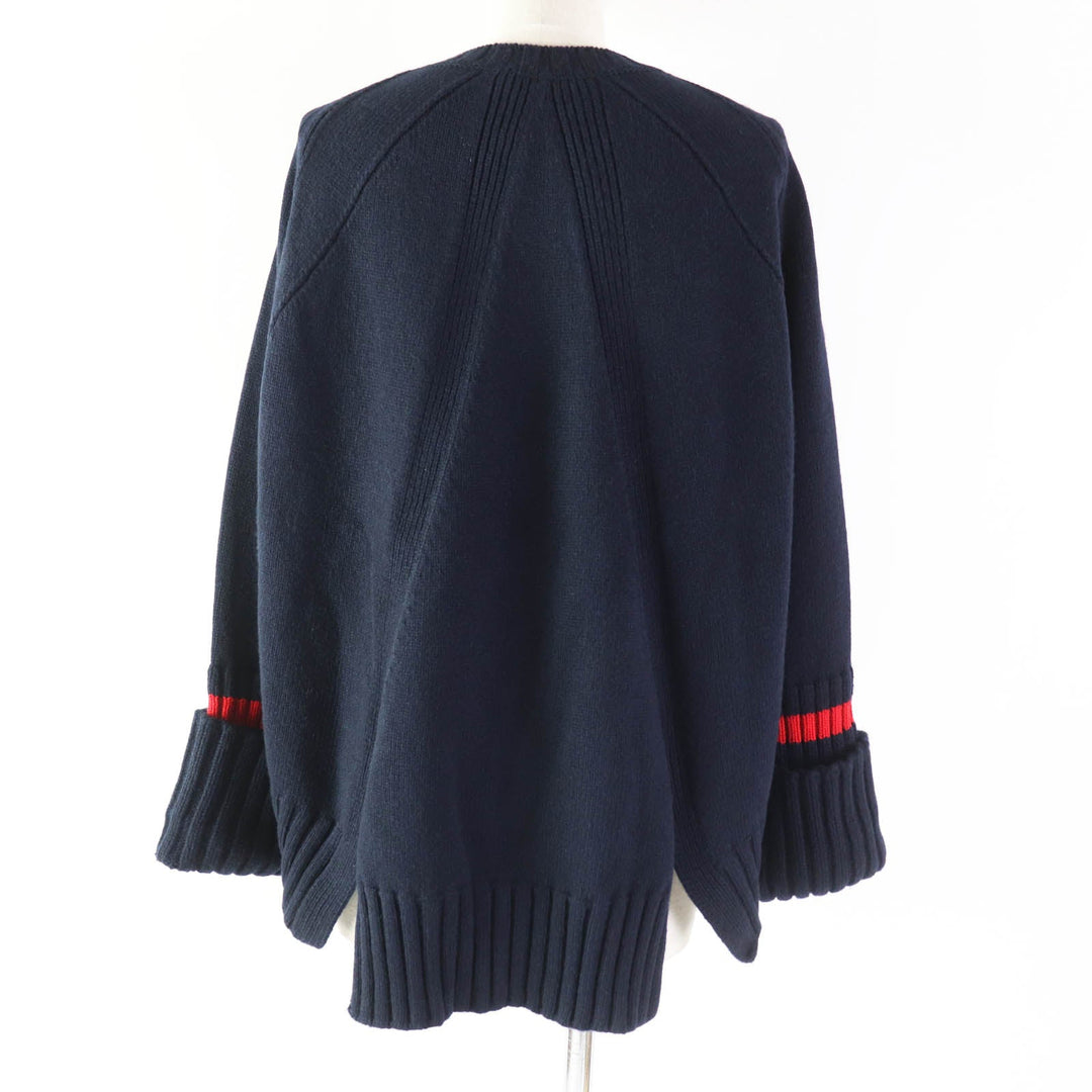 CELINE knit 3C56 7257 Main: 100% wool, Part: 100% cotton Navy red Phoebe Philonite Women S Used Authentic