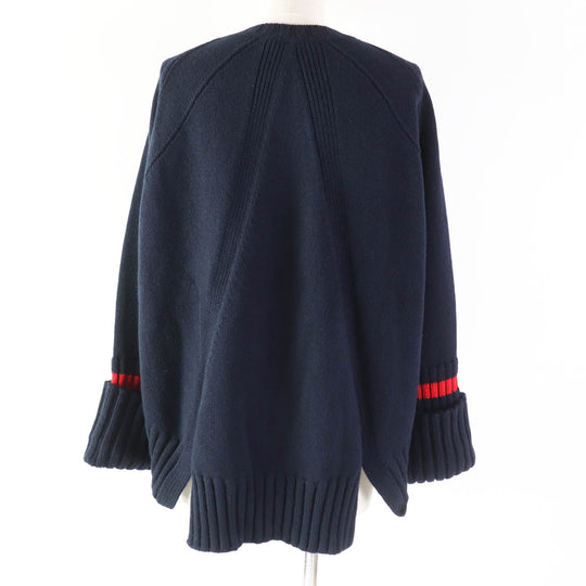 CELINE knit 3C56 7257 Main: 100% wool, Part: 100% cotton Navy red Phoebe Philonite Women S Used Authentic