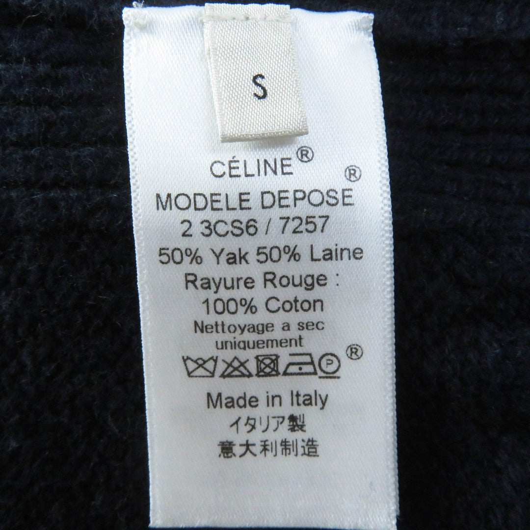 CELINE knit 3C56 7257 Main: 100% wool, Part: 100% cotton Navy red Phoebe Philonite Women S Used Authentic