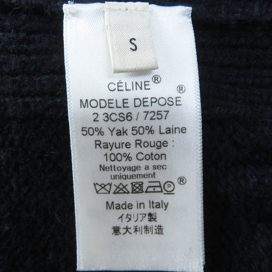 CELINE knit 3C56 7257 Main: 100% wool, Part: 100% cotton Navy red Phoebe Philonite Women S Used Authentic