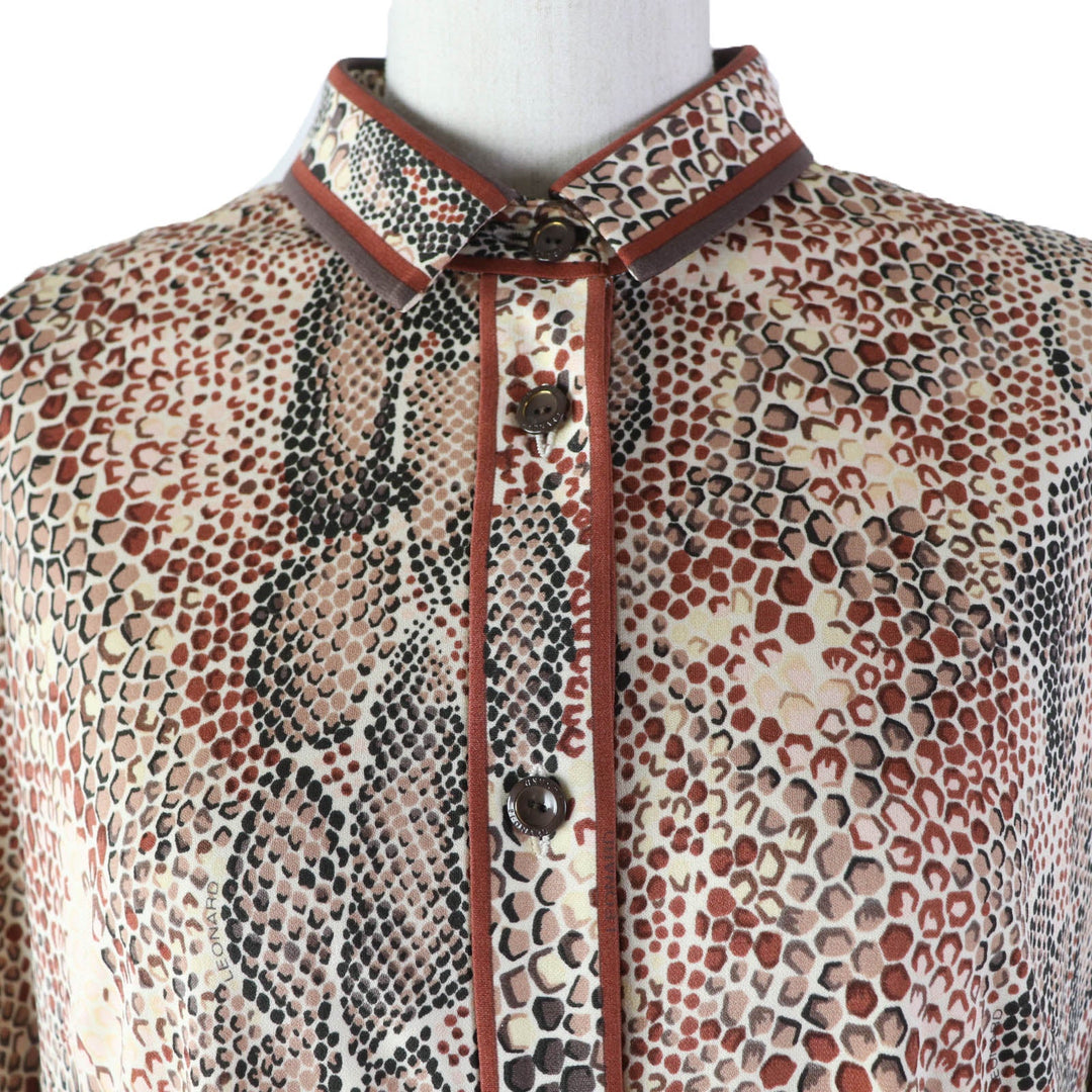 LEONARD FASHION blouse 0129231 Main: 65% acetate, Main: 35% polyester Brown type Women 40 Used Authentic