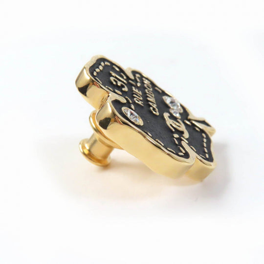 CHANEL Brooch B23S ABA782 Metal.Rhinestone Black gold Women Used Authentic