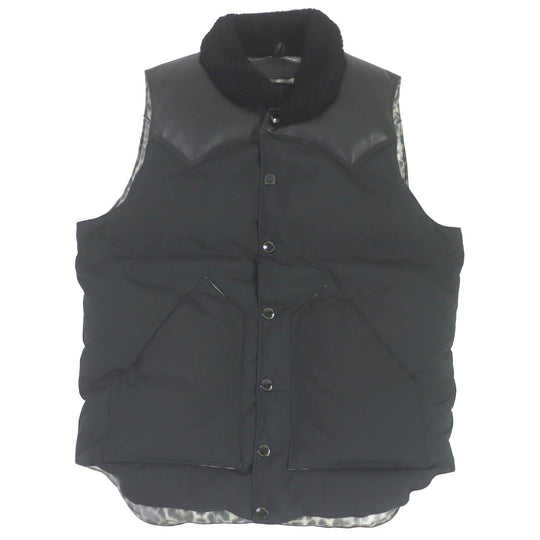 1piu1uguale3 Down vest MRB104 leather black 113 CHRISTY VEST mens 4 Used Authentic