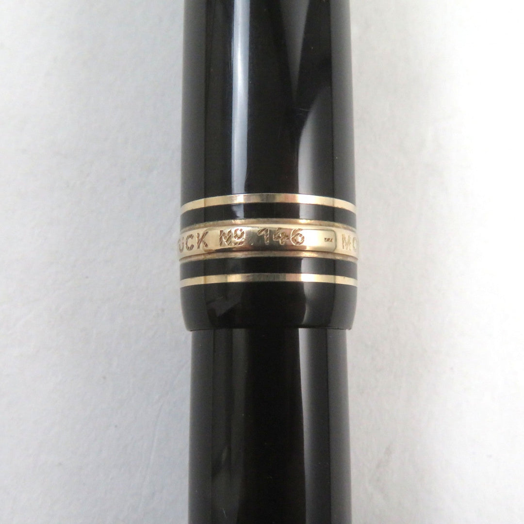MONTBLANC fountain pen Main: Resin, Gold Plated Nib: K14 Black gold Meisterstuck No.146 mens Used Authentic