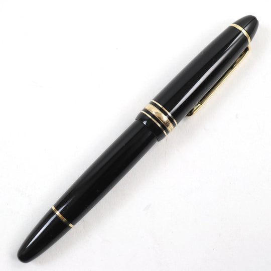 MONTBLANC fountain pen Main: Resin, Gold Plated Nib: K14 Black gold Meisterstuck No.146 mens Used Authentic