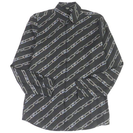 FENDI Long sleeve shirt FS0585 Main: 100% silk charcoal mens 39 Used Authentic