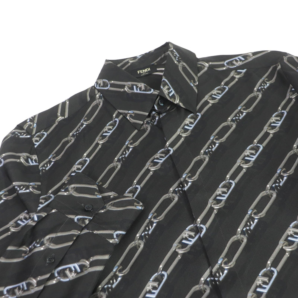 FENDI Long sleeve shirt FS0585 Main: 100% silk charcoal mens 39 Used Authentic