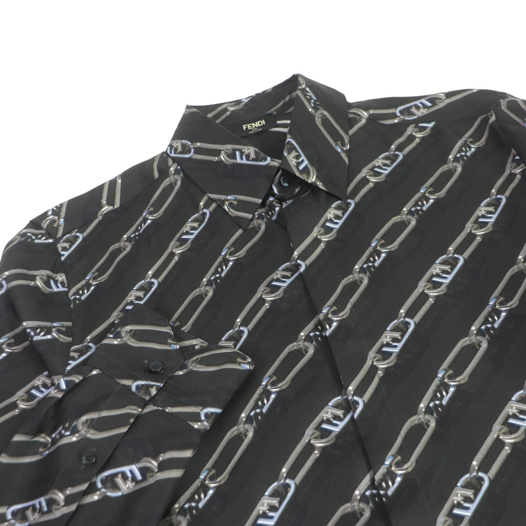 FENDI Long sleeve shirt FS0585 Main: 100% silk charcoal mens 39 Used Authentic