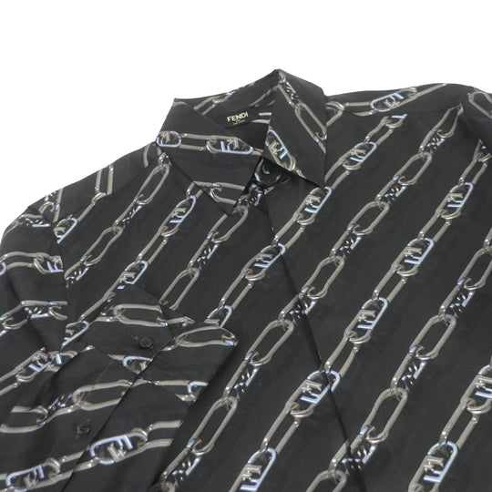 FENDI Long sleeve shirt FS0585 Main: 100% silk charcoal mens 39 Used Authentic