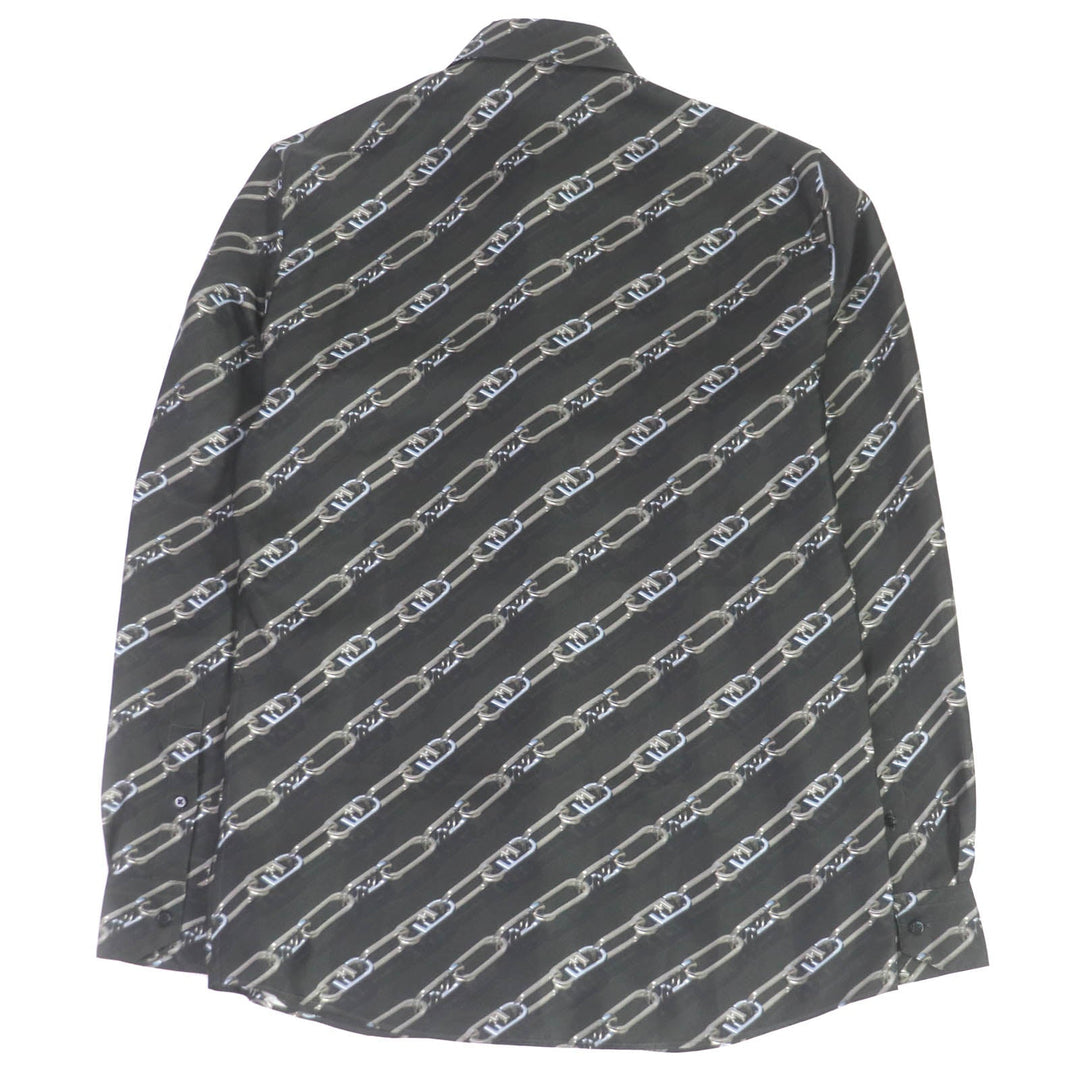 FENDI Long sleeve shirt FS0585 Main: 100% silk charcoal mens 39 Used Authentic