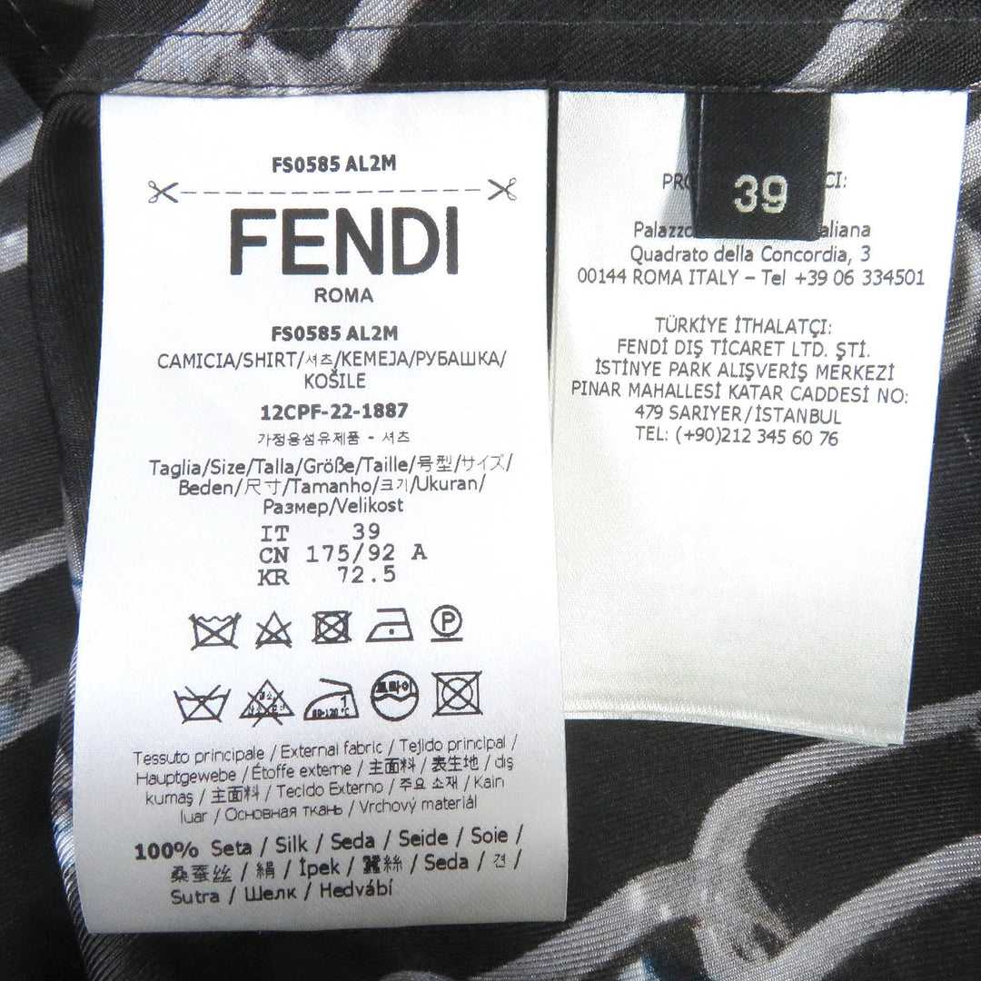 FENDI Long sleeve shirt FS0585 Main: 100% silk charcoal mens 39 Used Authentic