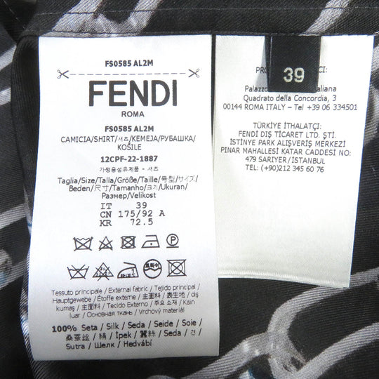 FENDI Long sleeve shirt FS0585 Main: 100% silk charcoal mens 39 Used Authentic