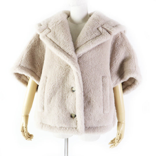 MAX MARA coat 23473601376 Outer: 62% alpaca, Outer: 26% wool, Outer: 12% silk, Lining: 100% viscose (rayon) beige White tag Teddy bear Women ML Used Authentic