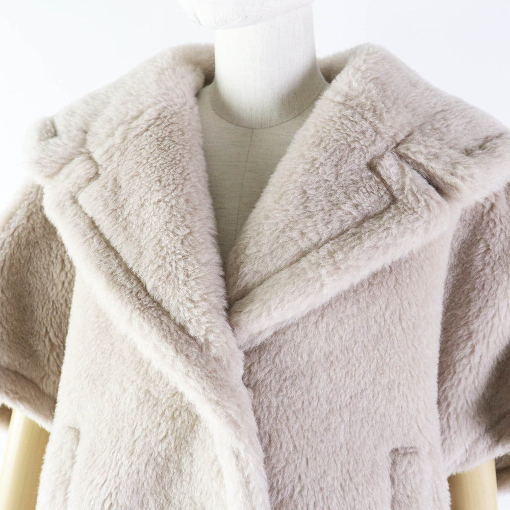 MAX MARA coat 23473601376 Outer: 62% alpaca, Outer: 26% wool, Outer: 12% silk, Lining: 100% viscose (rayon) beige White tag Teddy bear Women ML Used Authentic