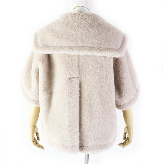 MAX MARA coat 23473601376 Outer: 62% alpaca, Outer: 26% wool, Outer: 12% silk, Lining: 100% viscose (rayon) beige White tag Teddy bear Women ML Used Authentic