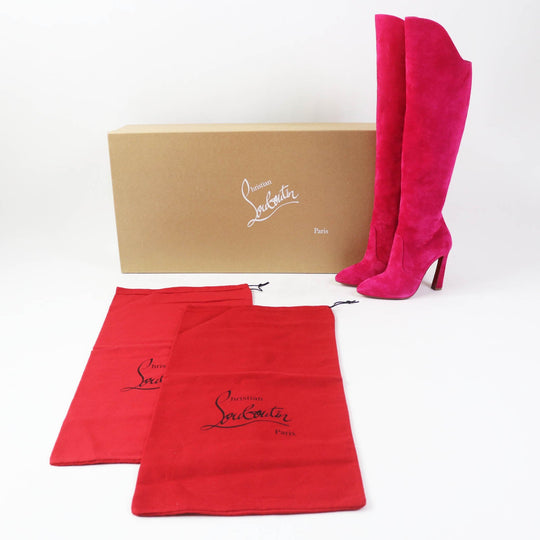 Christian Louboutin Knee high boots Main: Suede shocking pink ELEONOR BOTTA 100 Eleonor Botta Women 35 Used Authentic