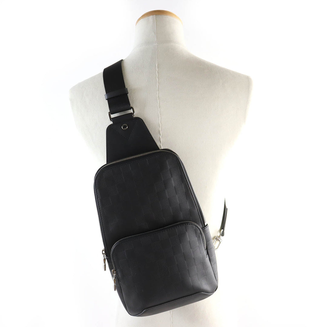 LOUIS VUITTON Sling bag N41720 Damier Anfini black Avenue sling bag mens Used Authentic