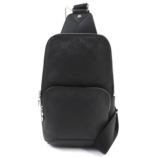 LOUIS VUITTON Sling bag N41720 Damier Anfini black Avenue sling bag mens Used Authentic
