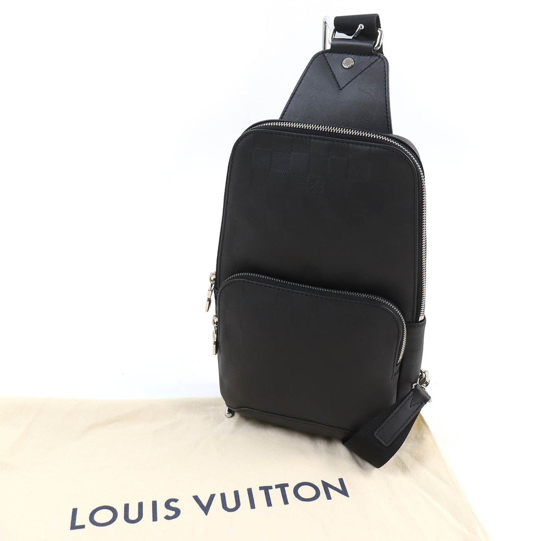 LOUIS VUITTON Sling bag N41720 Damier Anfini black Avenue sling bag mens Used Authentic