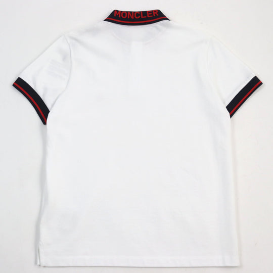 MONCLER Short sleeve polo shirt H20918A00009 84556 Main: 100% cotton white Stainless Steel POLO mens S Used Authentic