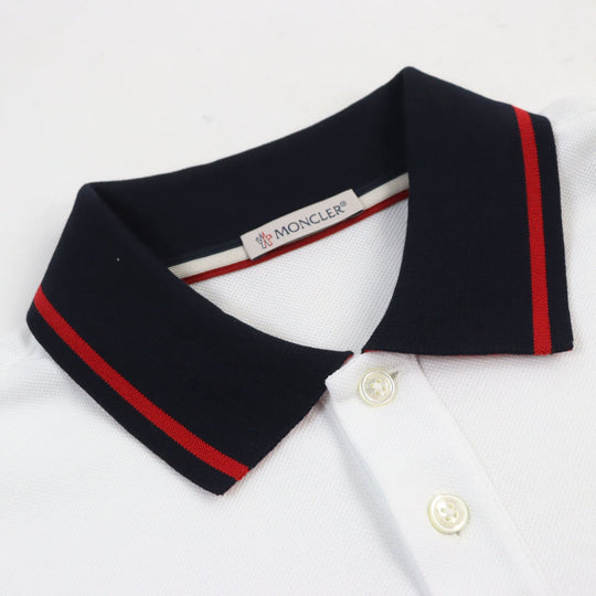 MONCLER Short sleeve polo shirt H20918A00009 84556 Main: 100% cotton white Stainless Steel POLO mens S Used Authentic