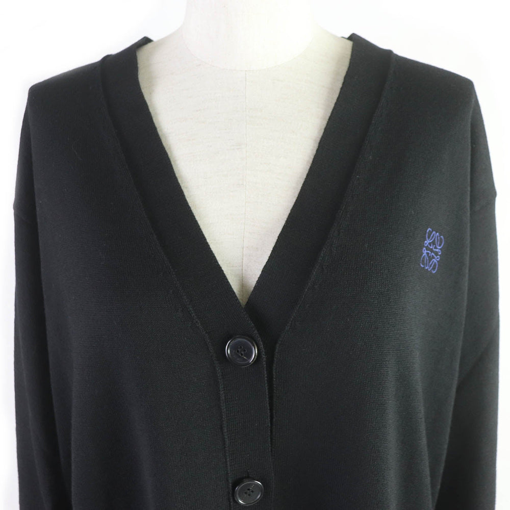 LOEWE cardigan Q825Y16K014 Main: 100% wool black Women M Used Authentic