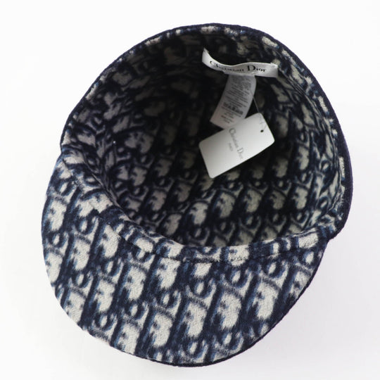 Christian Dior cap 21DCH918I100 Outer: 99% wool, Outer: 1% silk, Lining: 99% wool, Lining: 1% silk Dark navy Women 57 Used Authentic