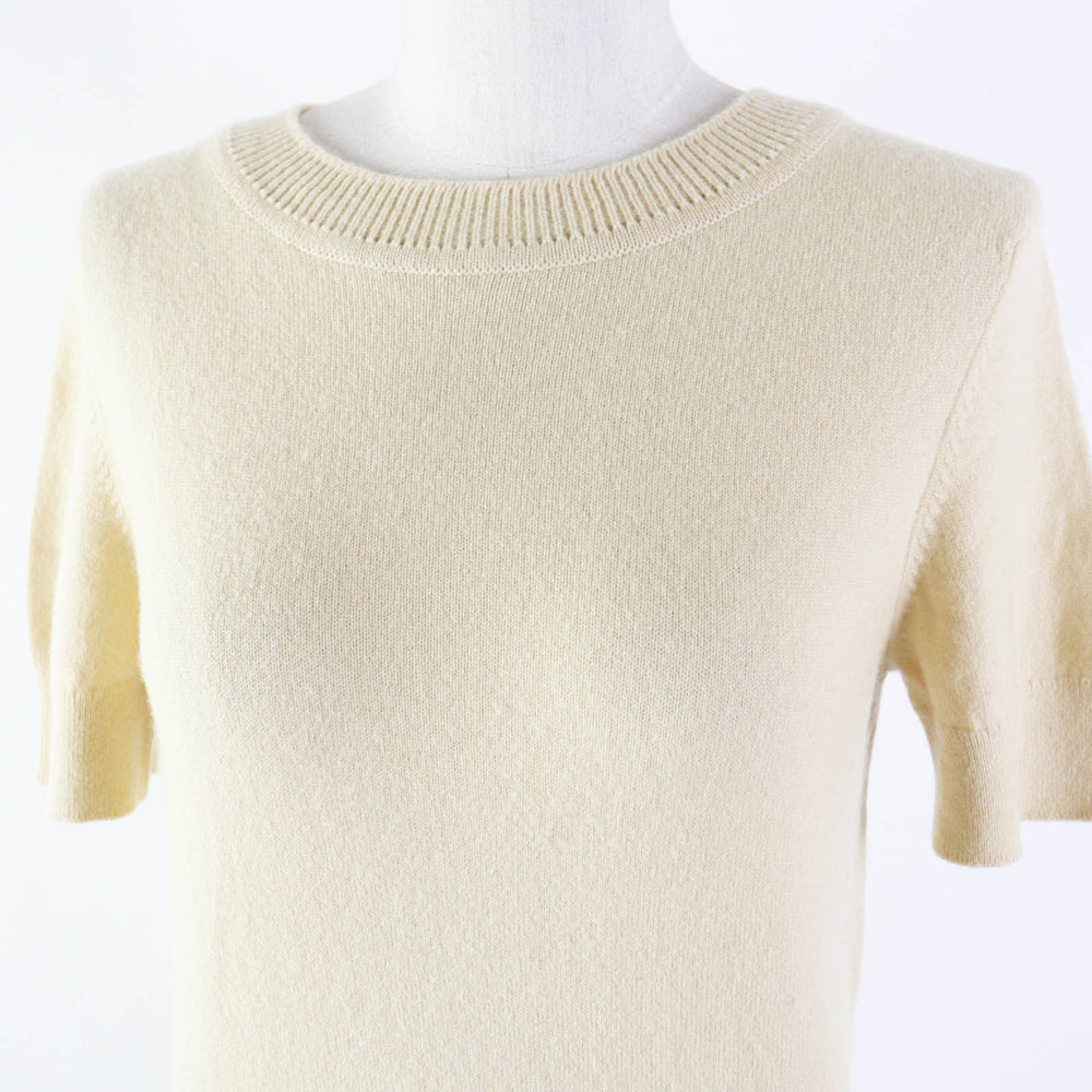 HERMES Short sleeve knit 06-7700 Outer material: 100% cashmere beige Women 36 Used Authentic