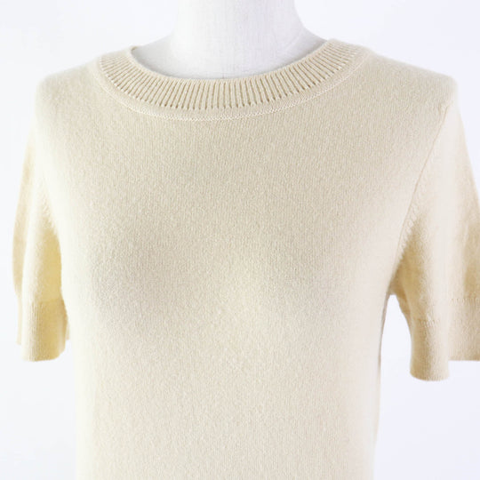 HERMES Short sleeve knit 06-7700 Outer material: 100% cashmere beige Women 36 Used Authentic