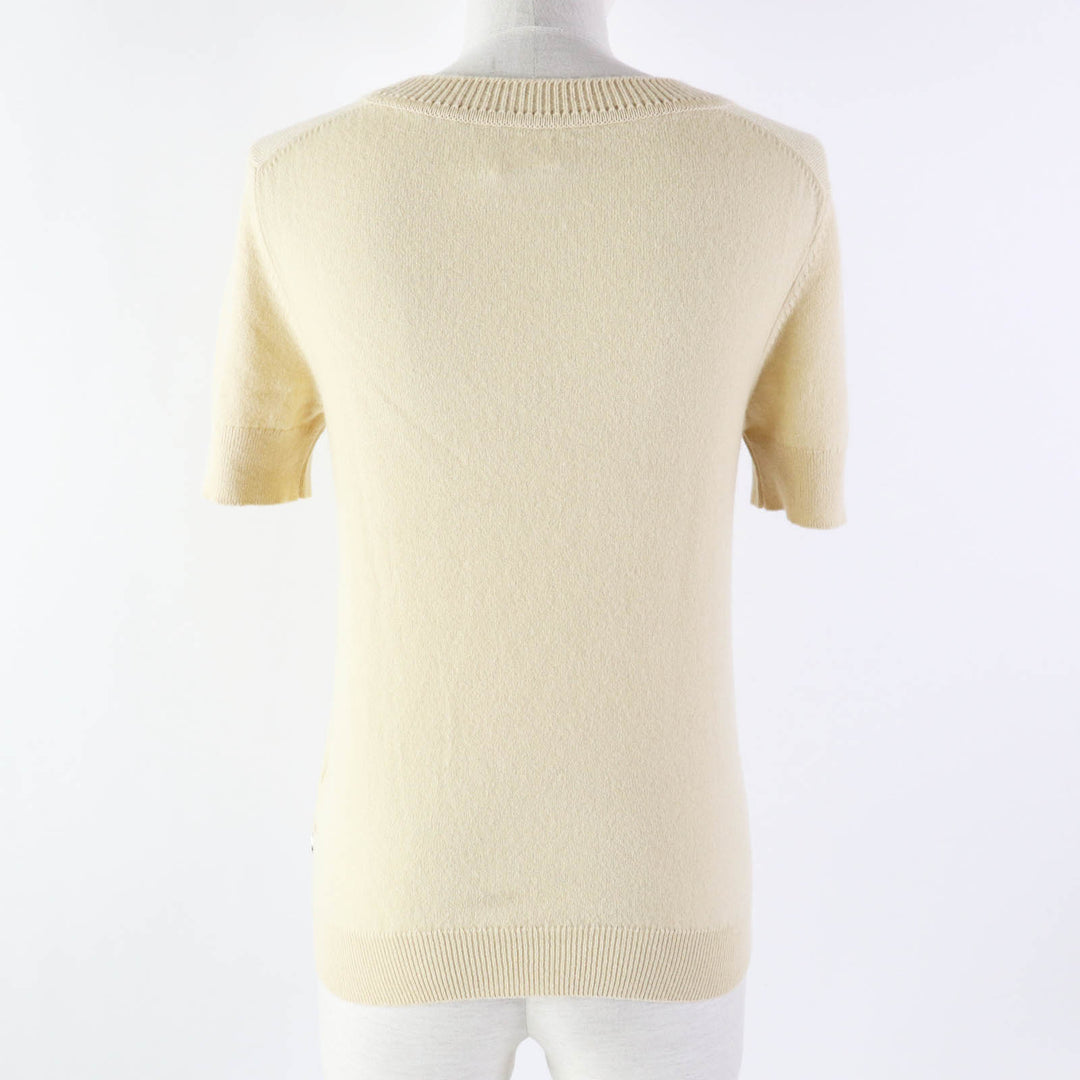 HERMES Short sleeve knit 06-7700 Outer material: 100% cashmere beige Women 36 Used Authentic