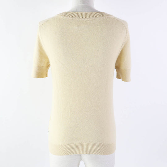 HERMES Short sleeve knit 06-7700 Outer material: 100% cashmere beige Women 36 Used Authentic