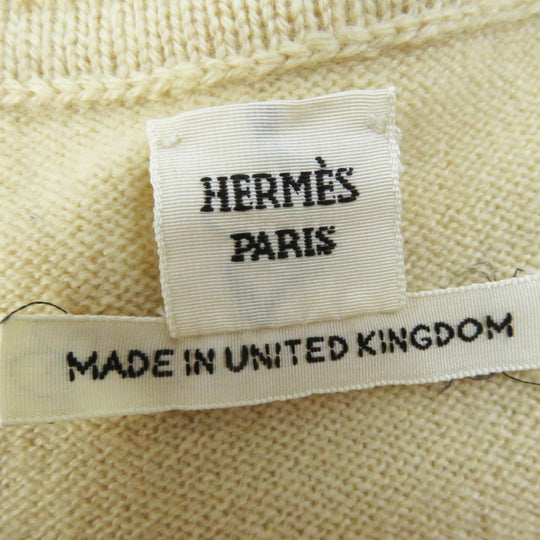 HERMES Short sleeve knit 06-7700 Outer material: 100% cashmere beige Women 36 Used Authentic