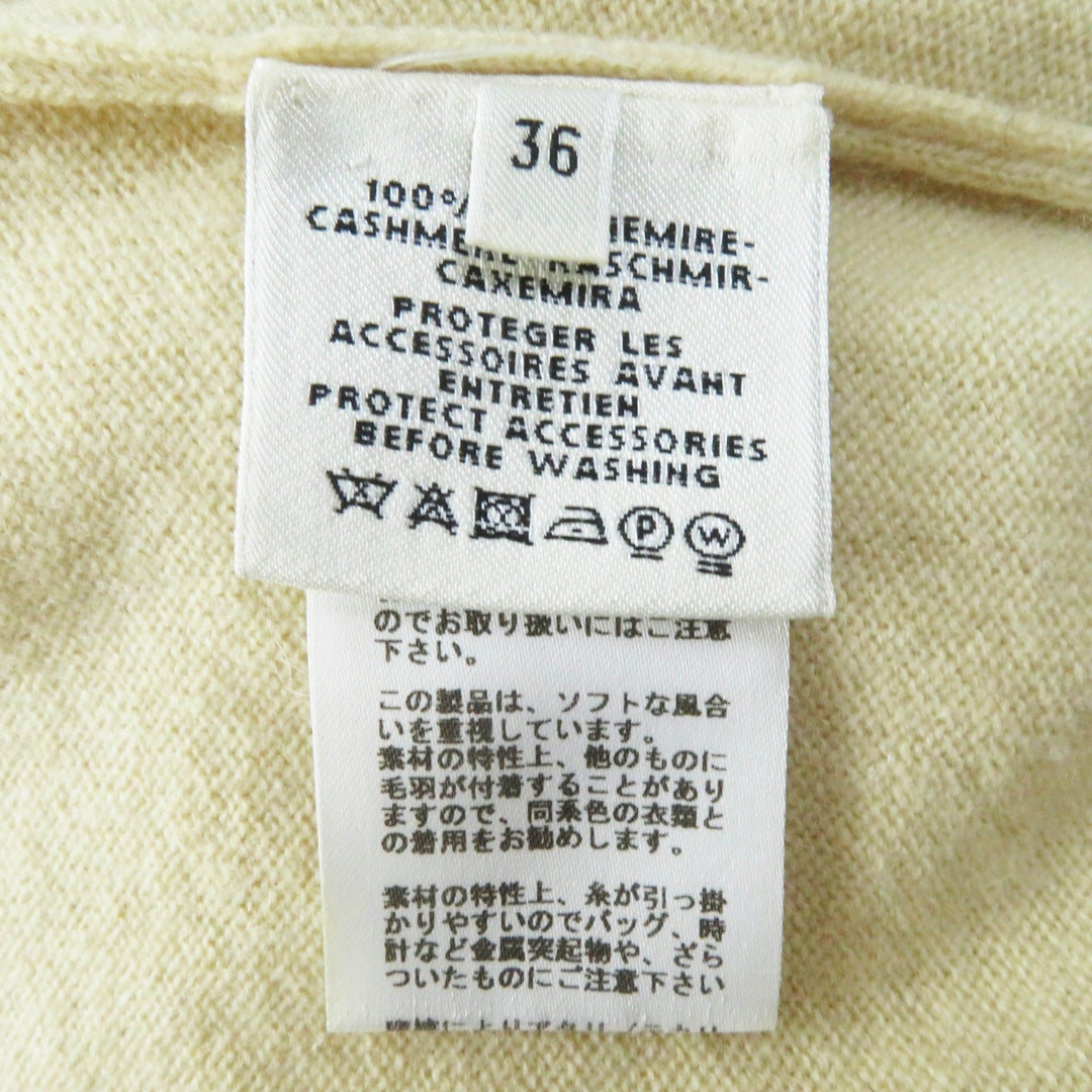HERMES Short sleeve knit 06-7700 Outer material: 100% cashmere beige Women 36 Used Authentic