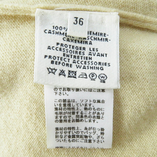 HERMES Short sleeve knit 06-7700 Outer material: 100% cashmere beige Women 36 Used Authentic