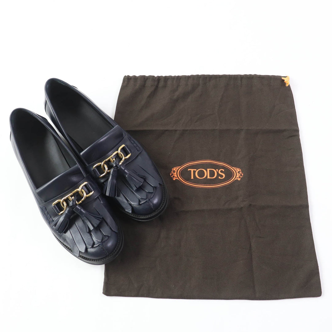TOD�fS loafers Main: Leather Dark navy Women 38 1/2 Used Authentic
