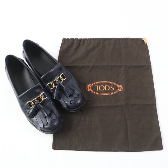 TOD�fS loafers Main: Leather Dark navy Women 38 1/2 Used Authentic