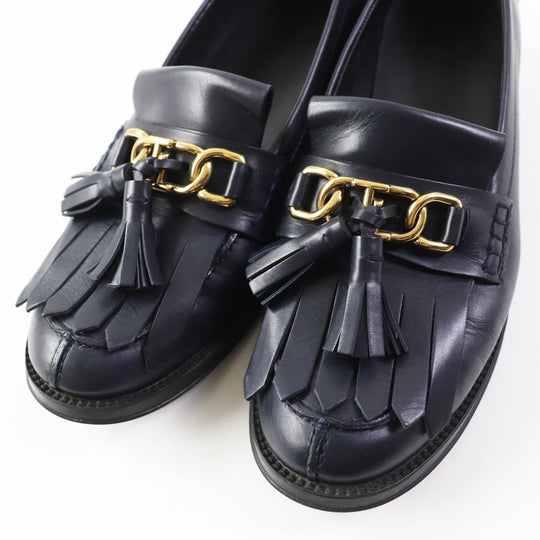 TOD�fS loafers Main: Leather Dark navy Women 38 1/2 Used Authentic