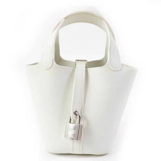 HERMES Handbag Swift, Palladium Metal white picotanlock micro Women Used Authentic