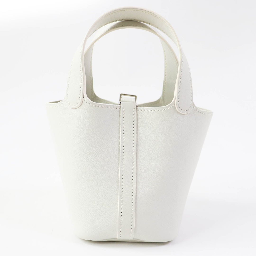 HERMES Handbag Swift, Palladium Metal white picotanlock micro Women Used Authentic