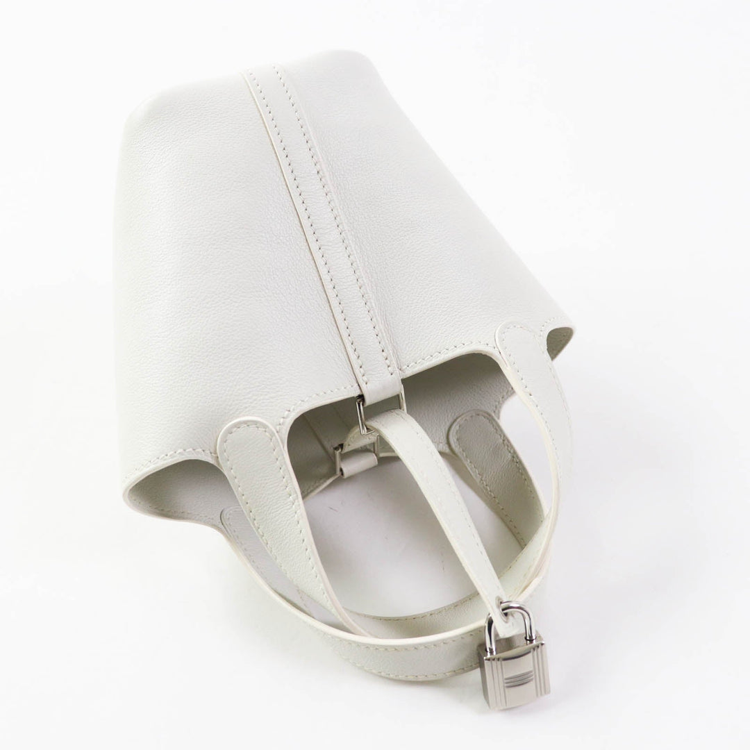 HERMES Handbag Swift, Palladium Metal white picotanlock micro Women Used Authentic
