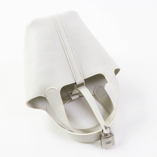 HERMES Handbag Swift, Palladium Metal white picotanlock micro Women Used Authentic