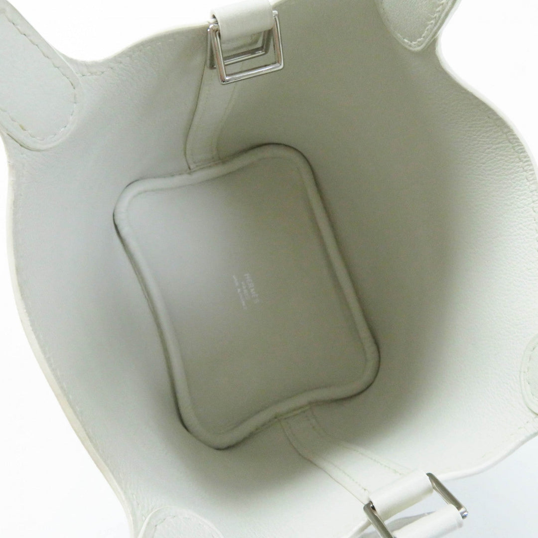 HERMES Handbag Swift, Palladium Metal white picotanlock micro Women Used Authentic