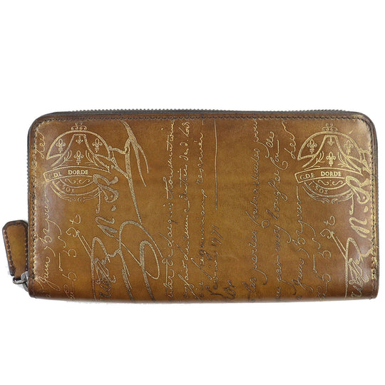 Berluti Long Wallet Purse Golden patine Brown Itauba mens Used Authentic